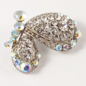 Silver Butterfly Brooch Pin with aurora borealis fashion crystals